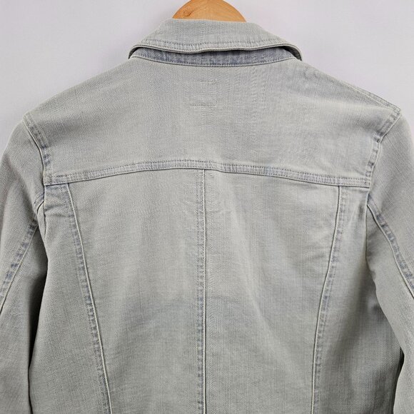 Ecru Denim Jacket Women Size L Light Wash Blue Stretch Fall Casual Layering Boho - Picture 7 of 13